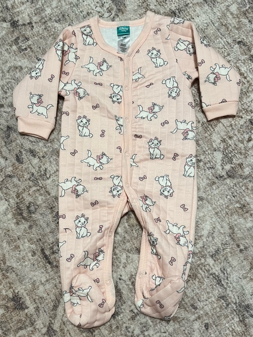 Disney Pink Kitten Print Footed One-Piece Pajamas